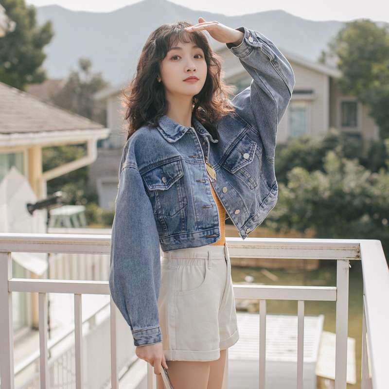韓国スタイル カジュアルオーバーサイズデニムジャケット