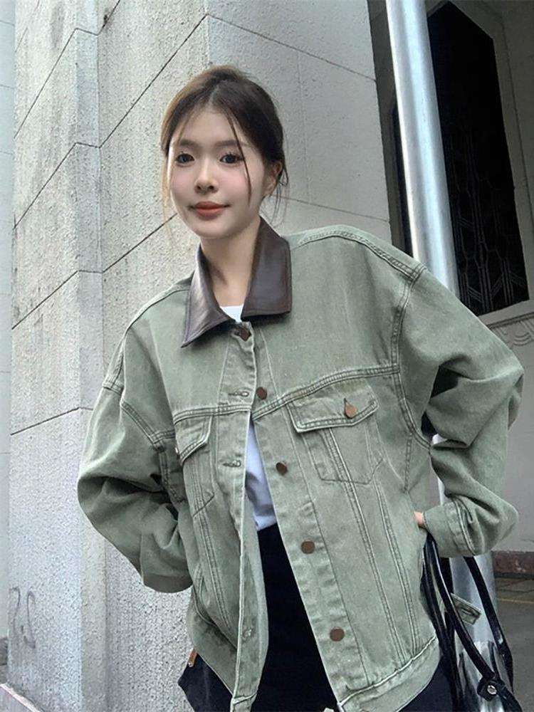 韓国スタイル ゆったりカジュアルデニムジャケット