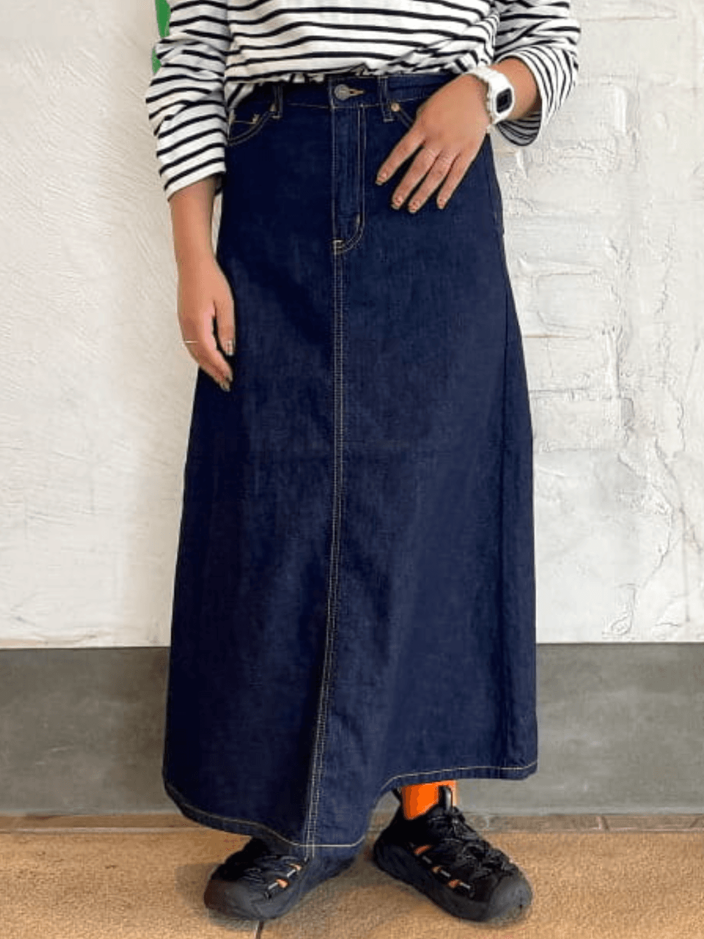 デニムスカート 定番Aライン デニムロングスカート