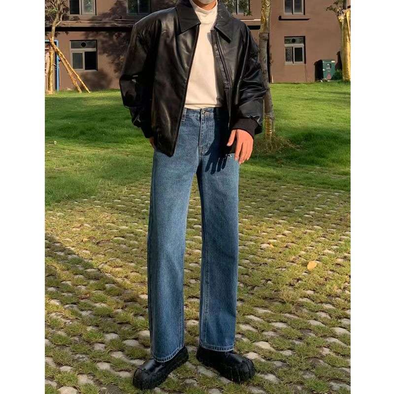 ストリートスタイル ワイドレッグジーンズ