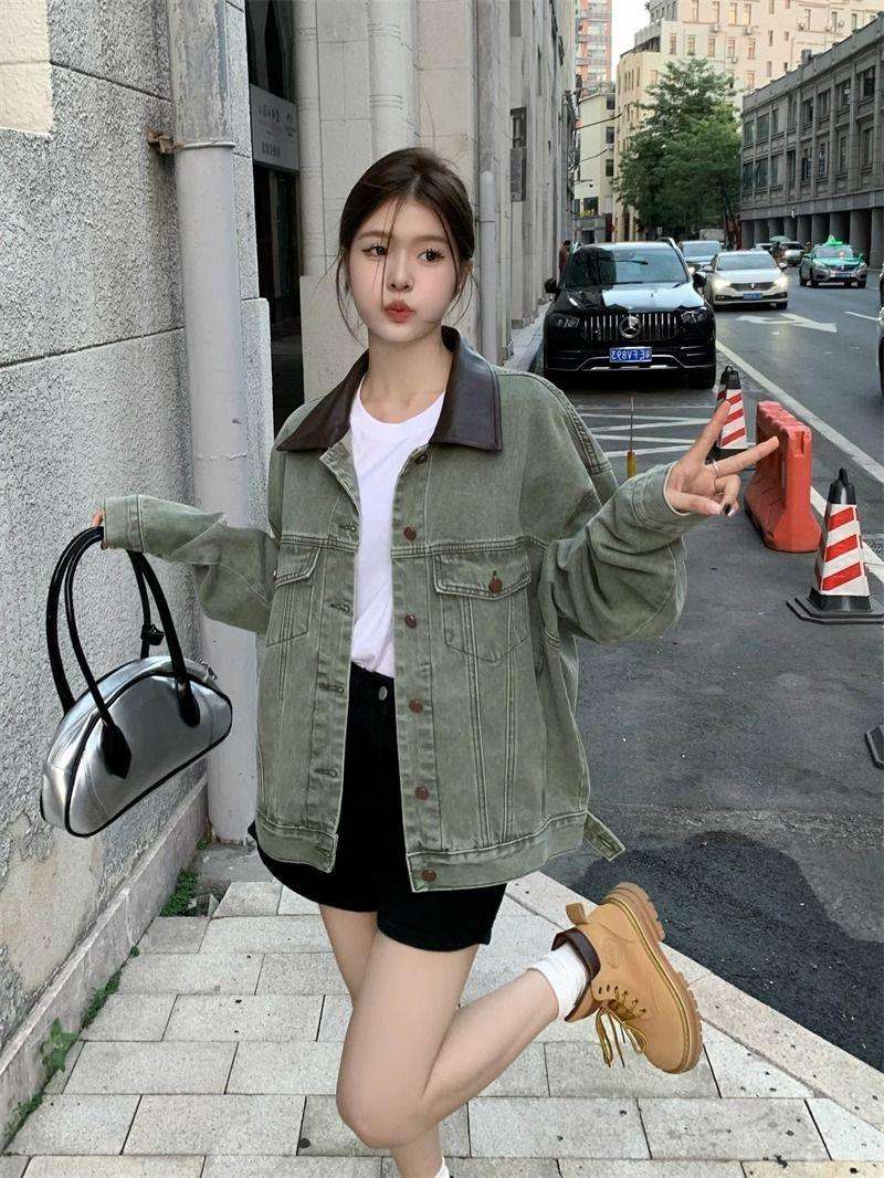 韓国スタイル ゆったりカジュアルデニムジャケット