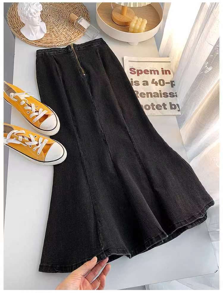 カジュアルスタイル　リメイク風デニムマーメイドスカート