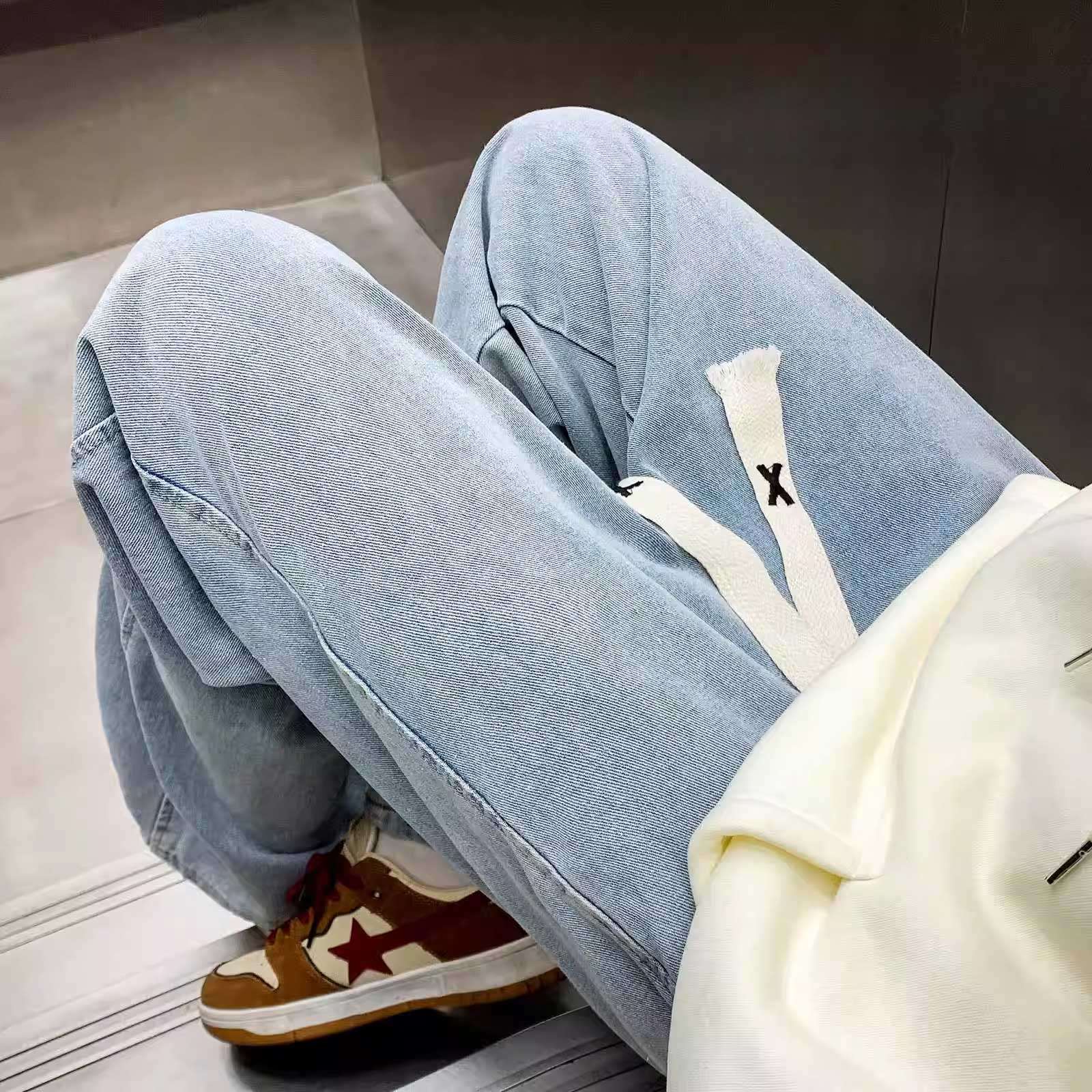 ワイドシルエット ヴィンテージ風デニムパンツ