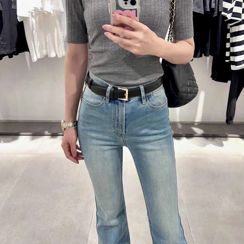 韓国スタイル 美脚フレアデニムジーンズ