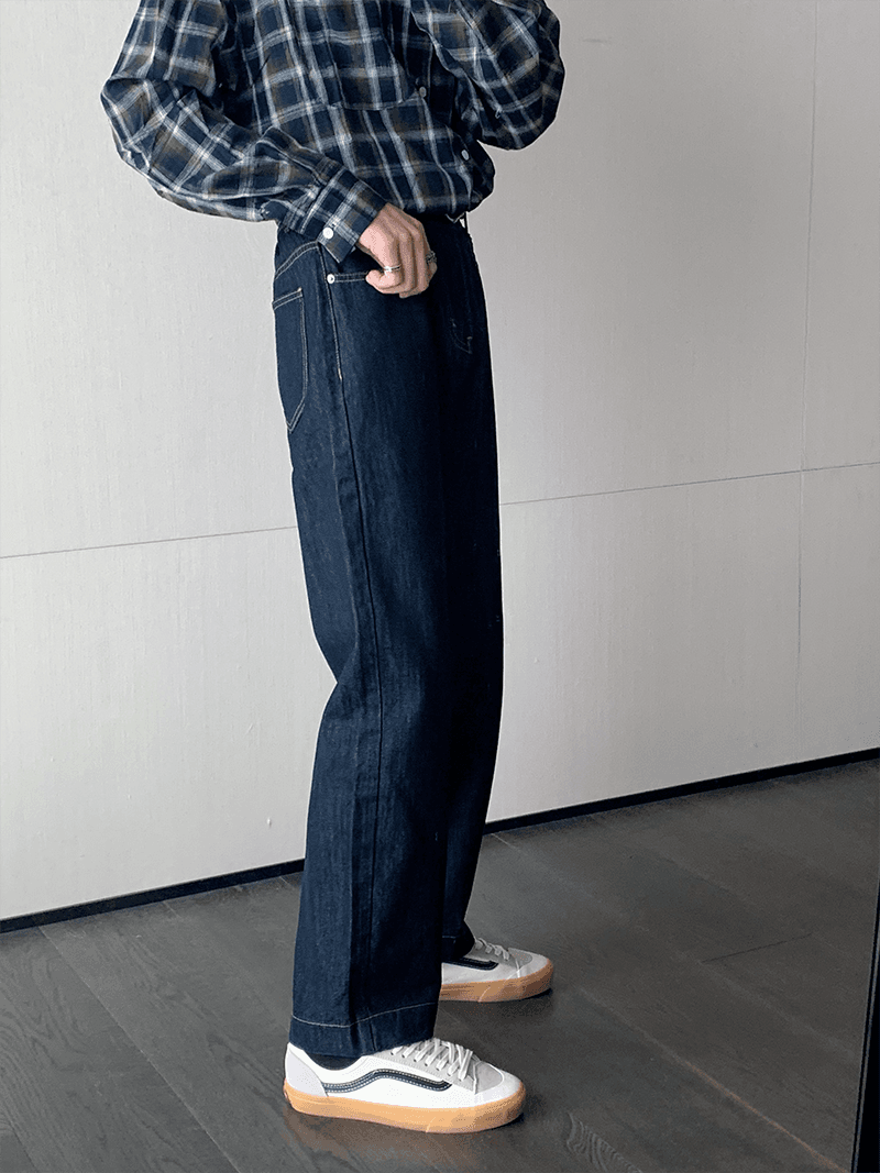 カジュアルスタイル リラックスワイドデニムパンツ