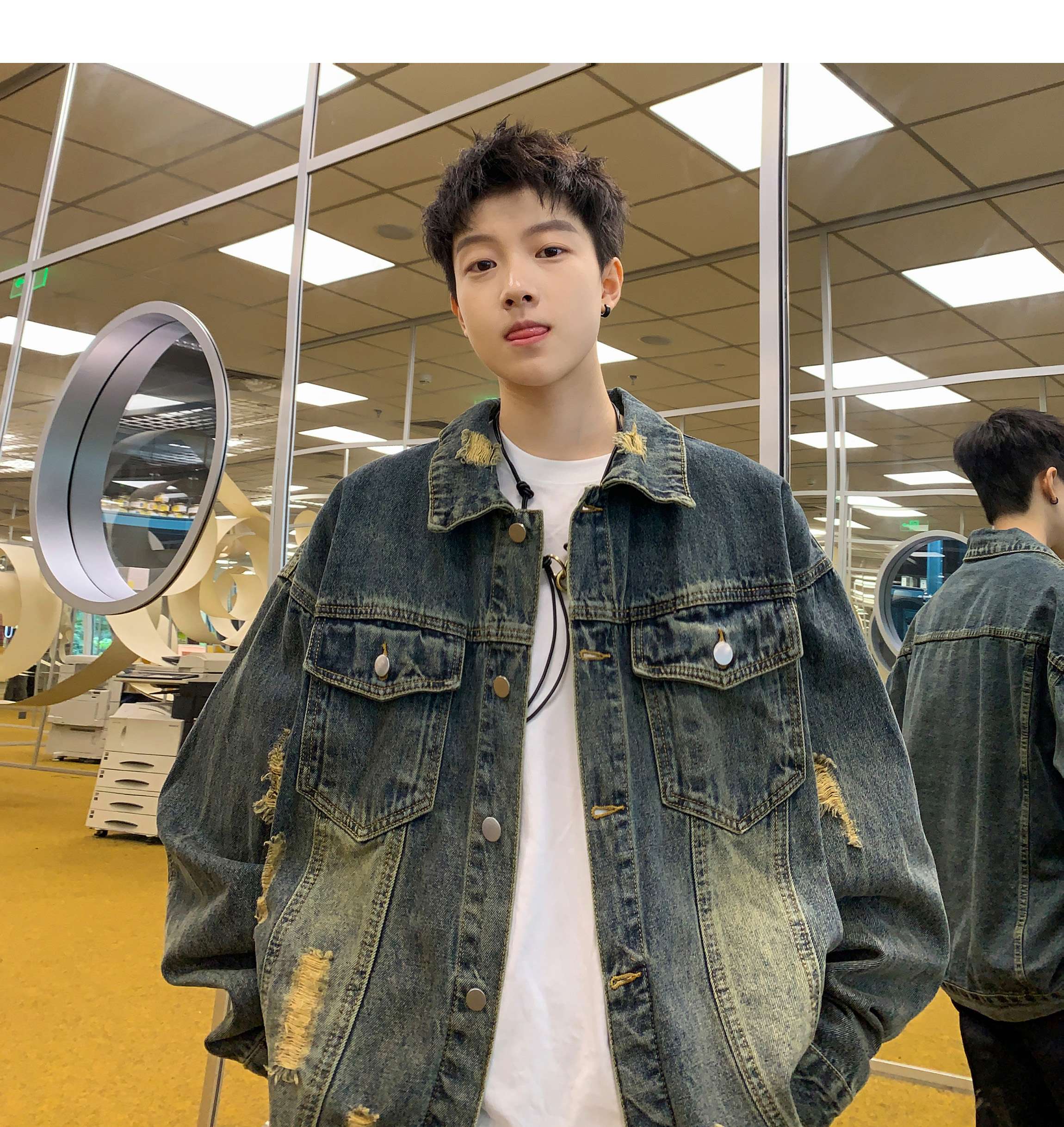 韓国ストリートカジュアル オーバーサイズデニムジャケット