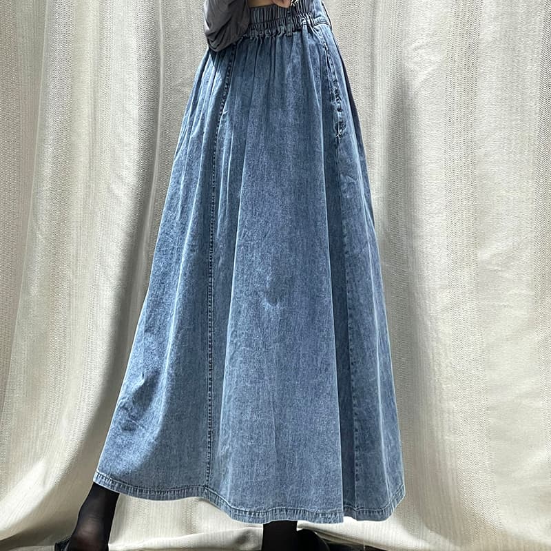 ゆったりデニムロングスカート