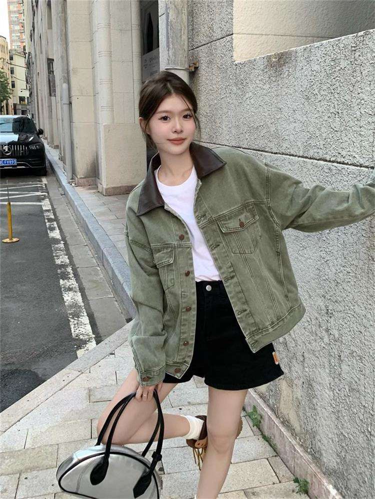 韓国スタイル ゆったりカジュアルデニムジャケット