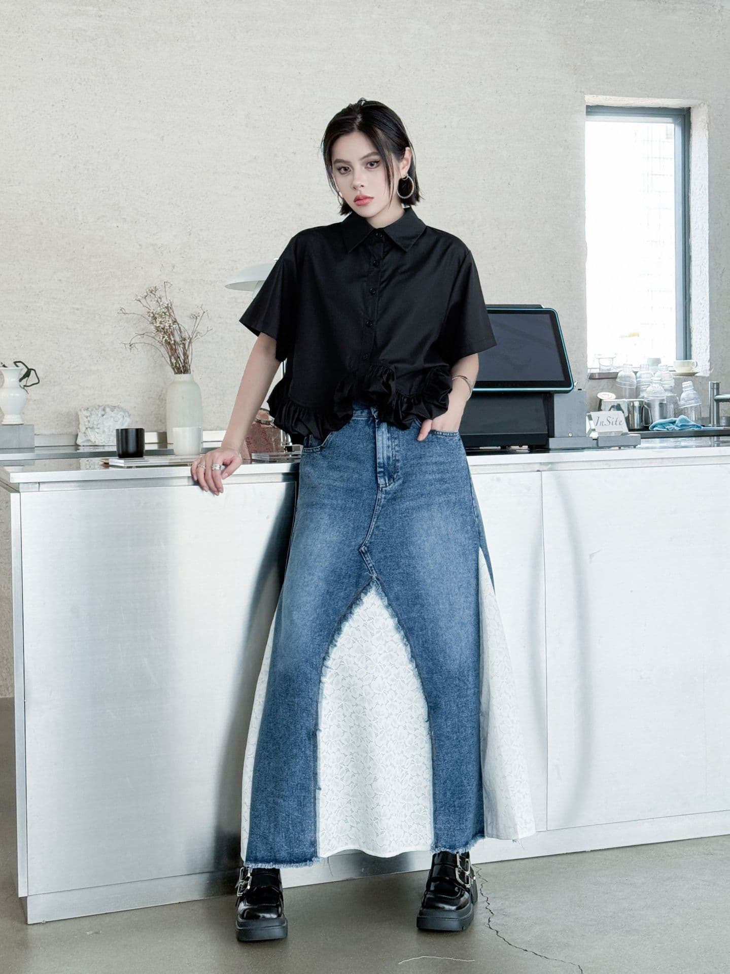 デニムスカート デニム切替デザイン