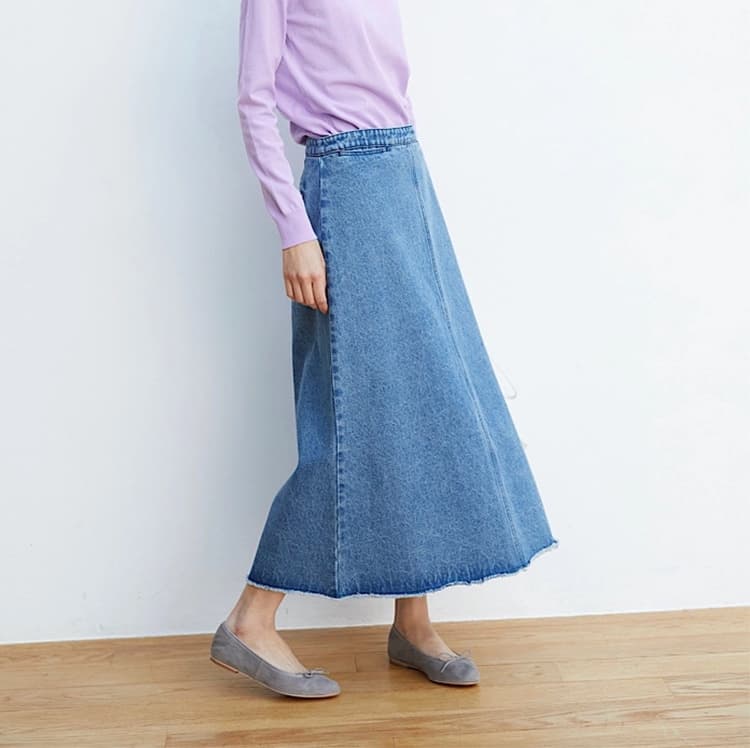 フレアシルエットデニムロングスカート