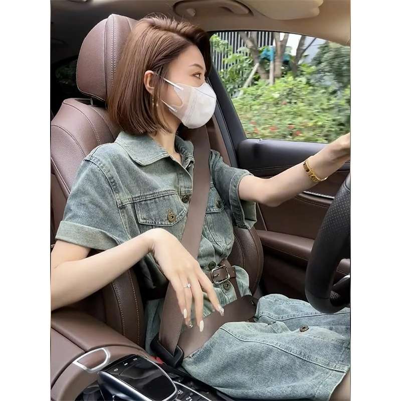 韓国スタイル 洗練デニムジャンプスーツ