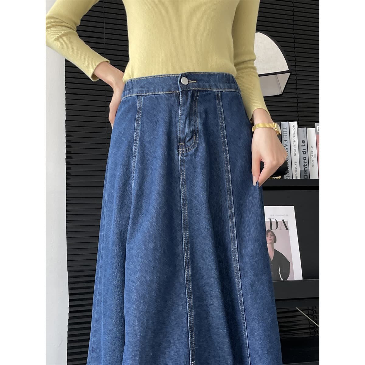 なめらかシルエット デニムフレアスカート
