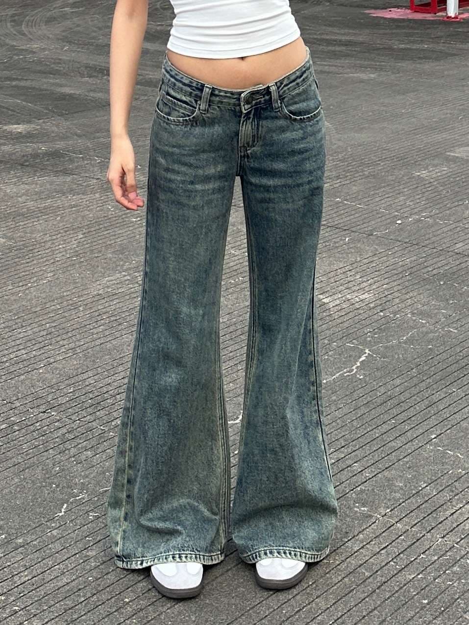 アメリカンスタイル ヴィンテージ風ワイドフレアデニム