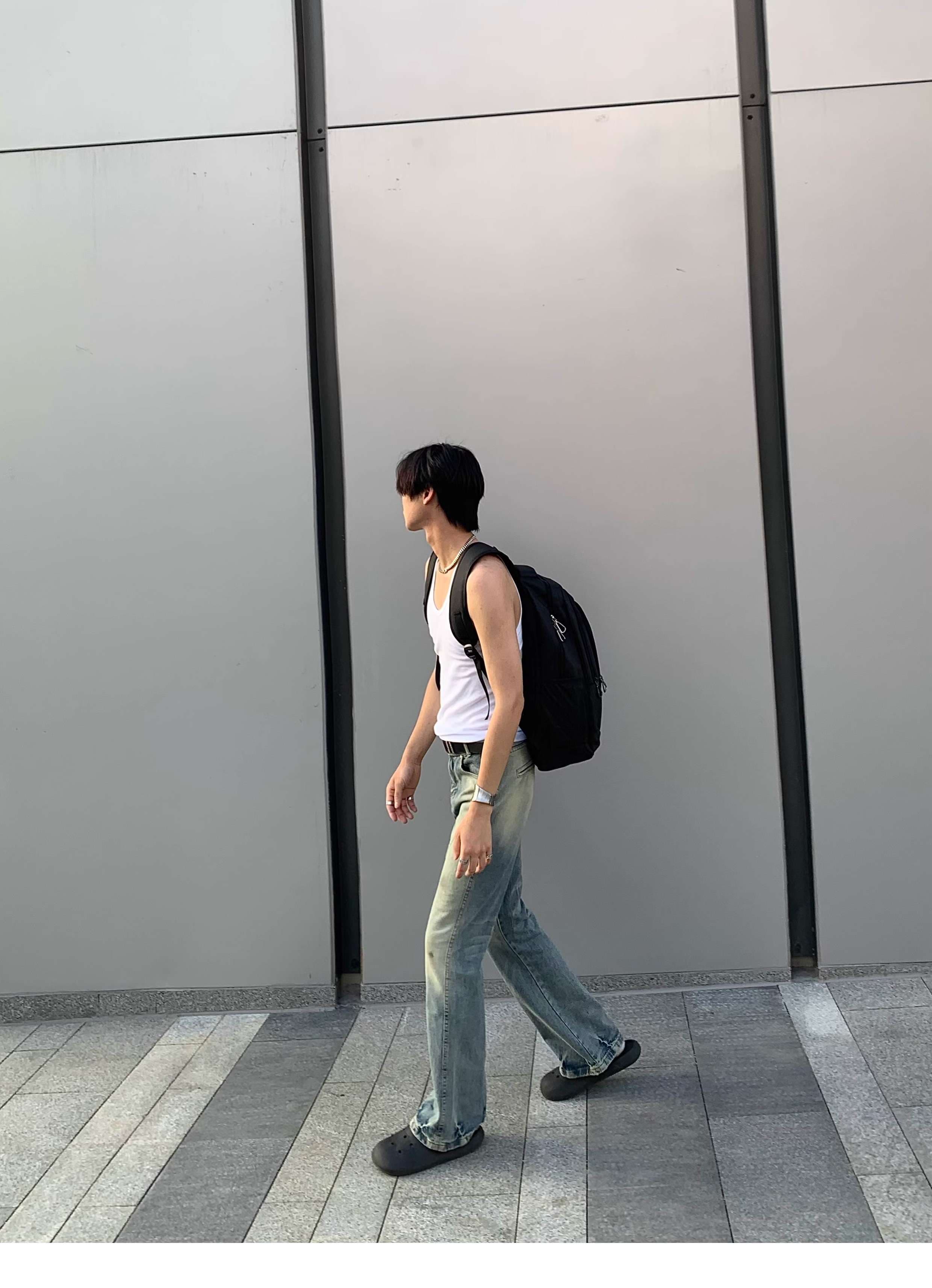 ストリートスタイル ヴィンテージウォッシュ フレアデニム