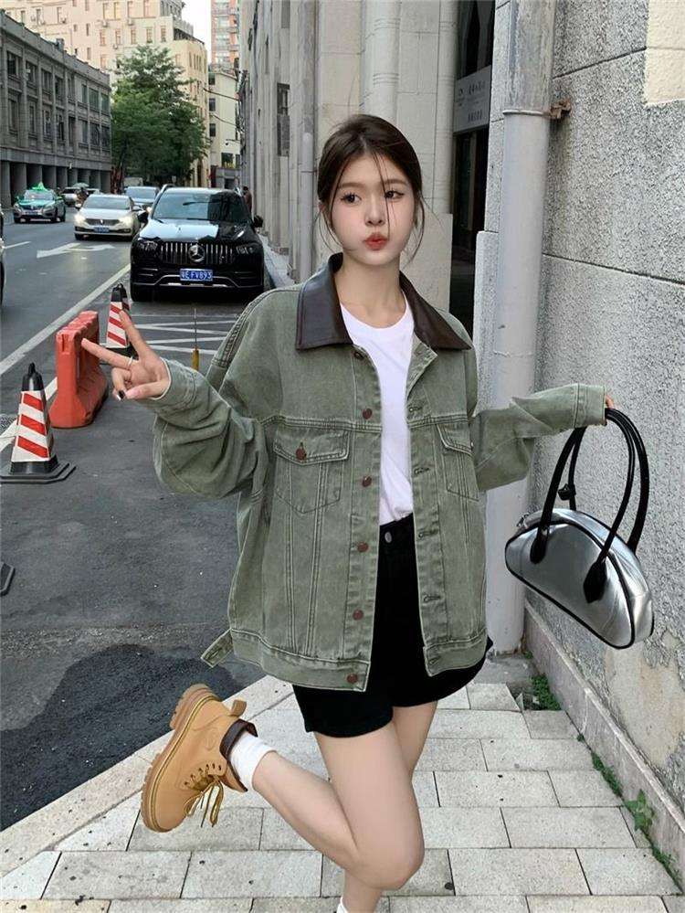 韓国スタイル ゆったりカジュアルデニムジャケット