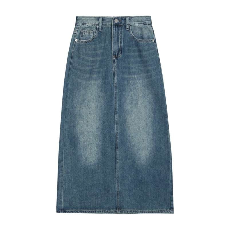 ハイウエスト　クラシカルデニムロングスカート