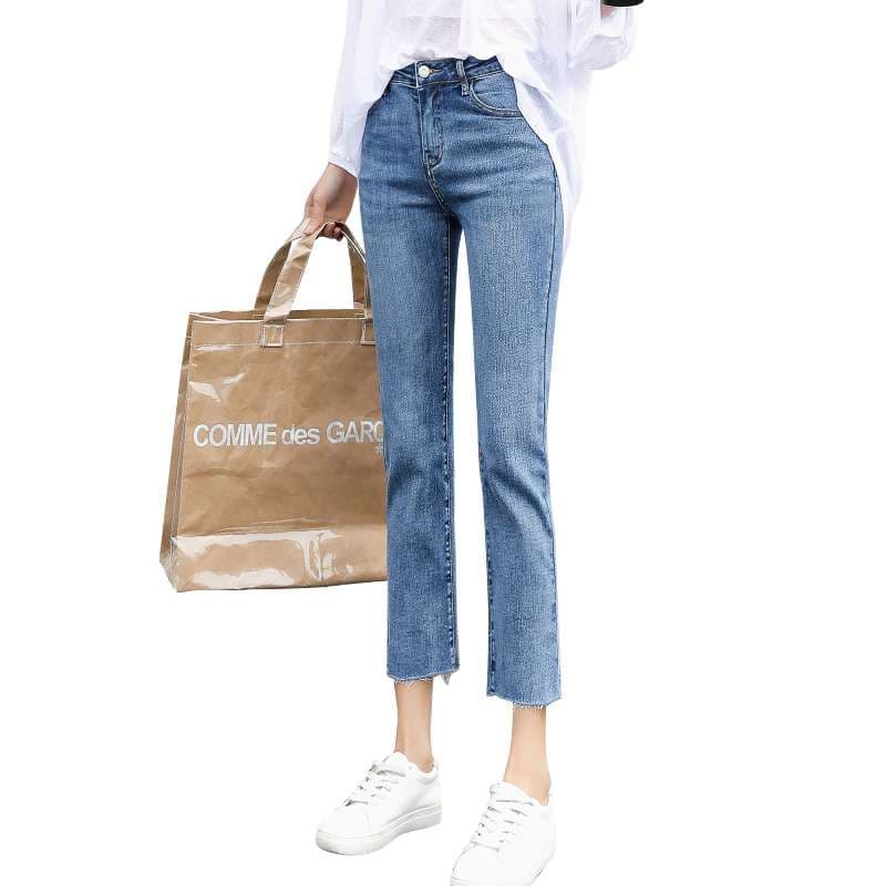 韓国スタイル クラシックストレートアンクルジーンズ