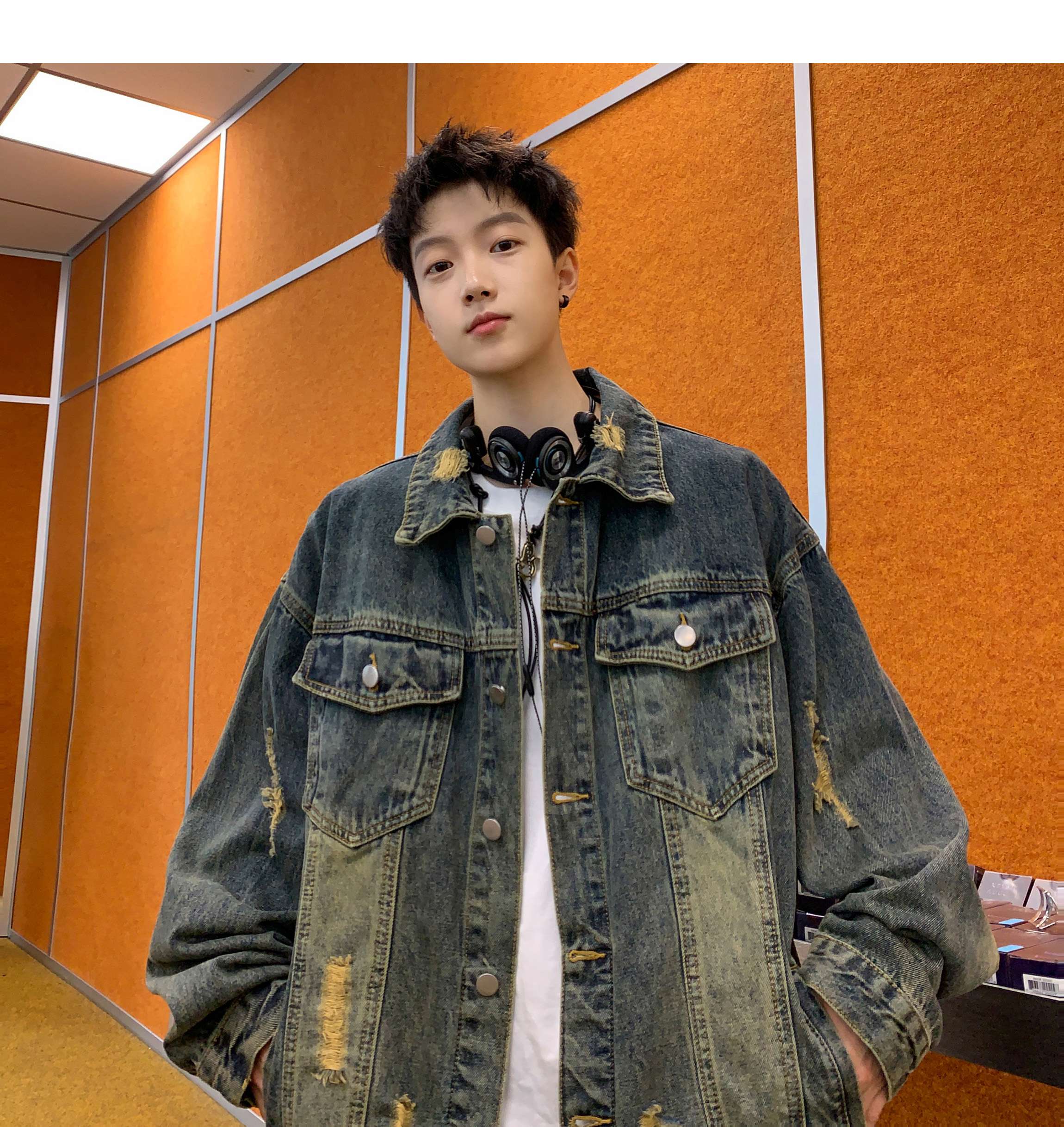 韓国ストリートカジュアル オーバーサイズデニムジャケット