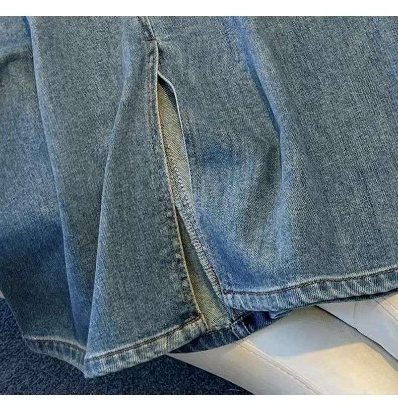 カジュアルスタイル デニムフロントポケットロングスカート