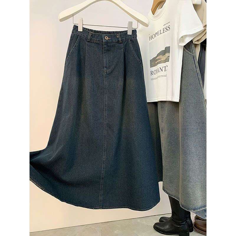 ロング丈デニムフレアスカート