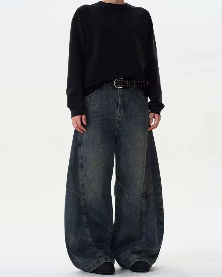 ハイウエストゆったりワイドデニムパンツ