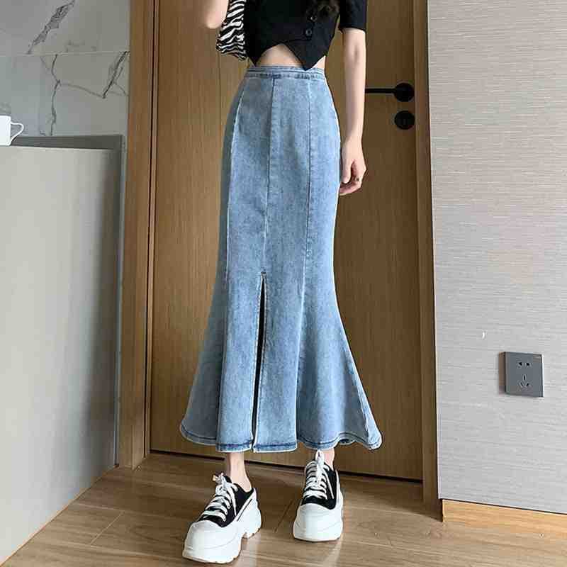 裾広がりデニムマーメイドスカート