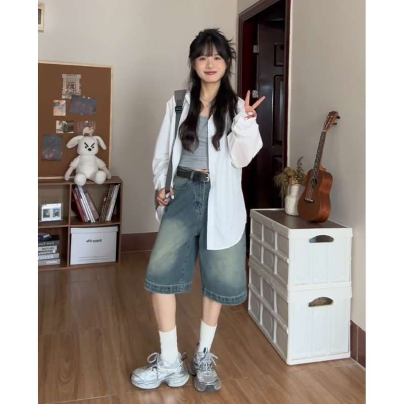 韓国スタイル ゆったりデニムガウチョパンツ
