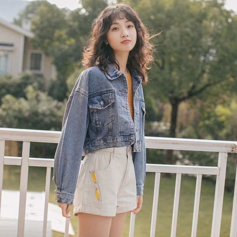 韓国スタイル カジュアルオーバーサイズデニムジャケット