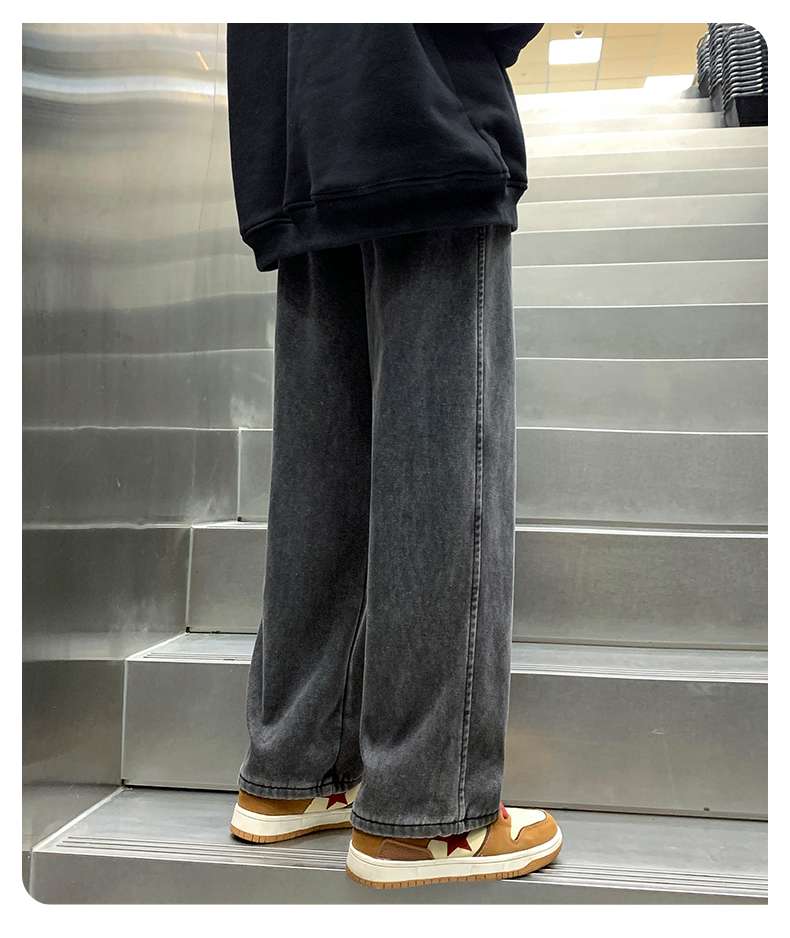 ワイドシルエット ヴィンテージ風デニムパンツ