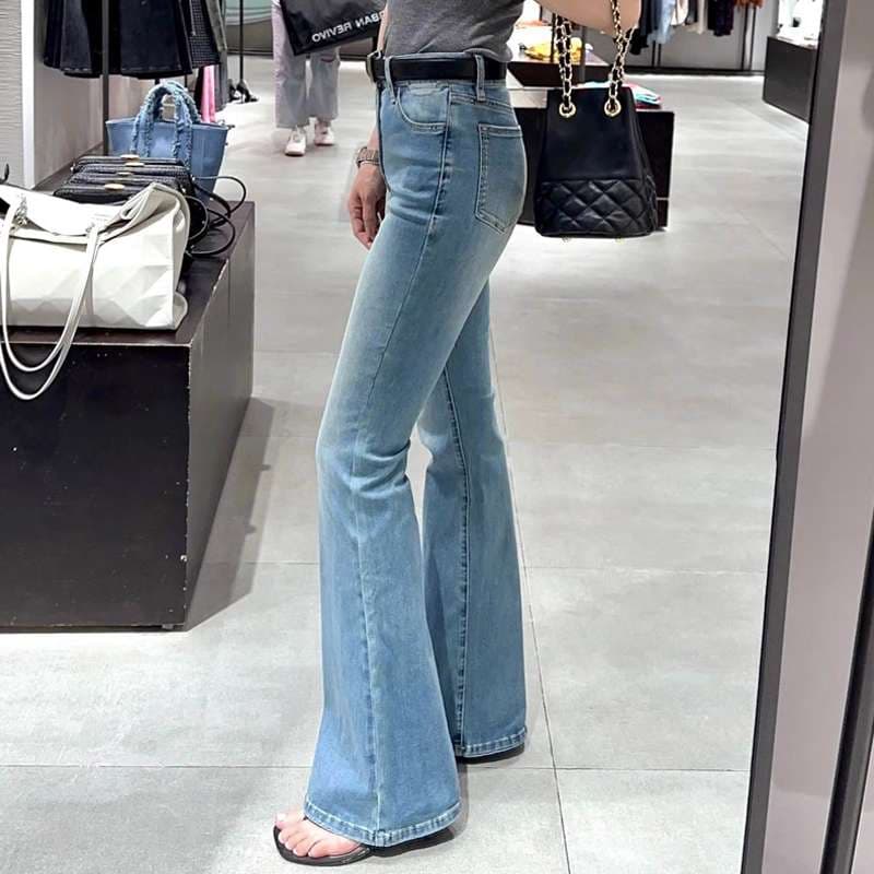 韓国スタイル 美脚フレアデニムジーンズ