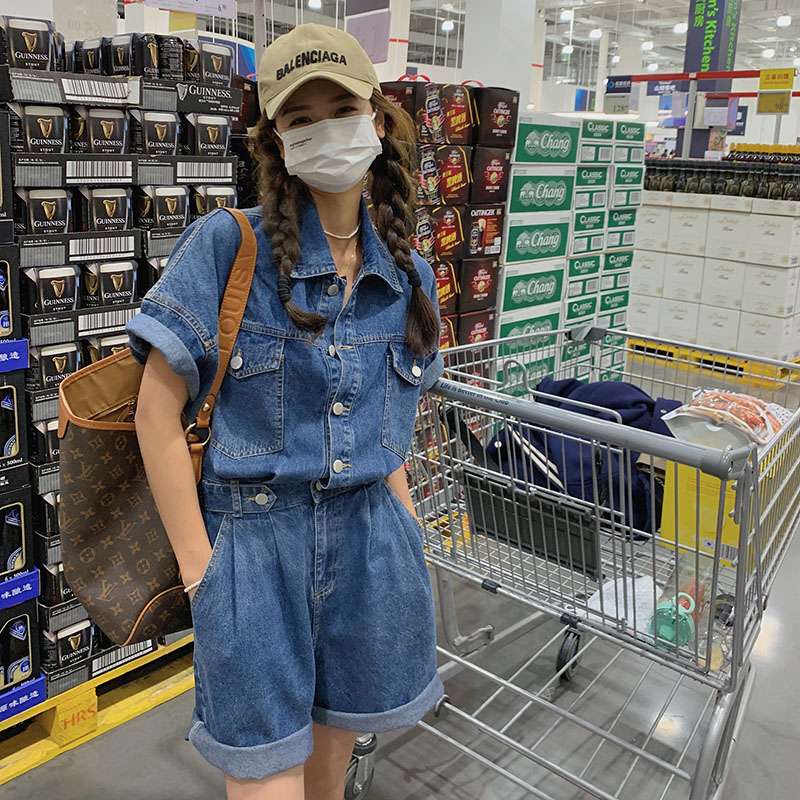 カジュアルスタイル デニムショートオールインワン