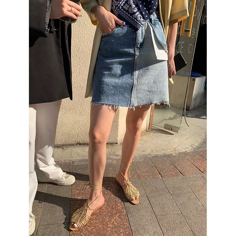 ツートーンデニムミニスカート