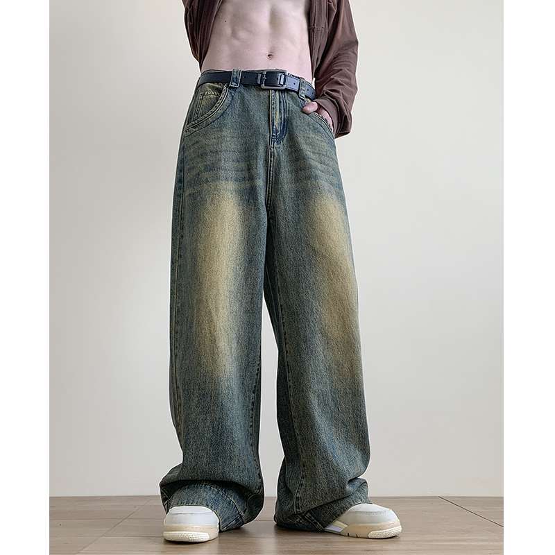 韓国スタイル ゆったりワイドデニム オーバーサイズジーンズ