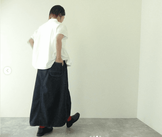 デニムスカート 大人のゆったりシルエットロングスカート