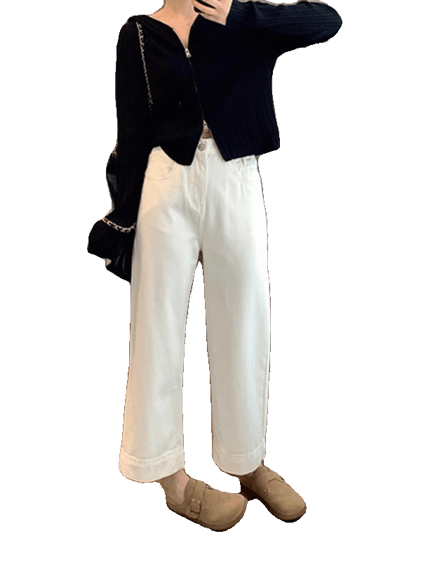 ワイドストレートデニムパンツ