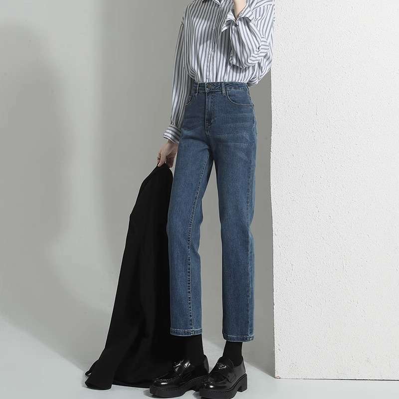 カジュアルスタイル シンプルストレートデニムパンツ