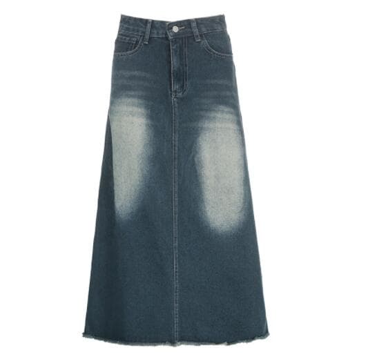 デニムスカート ロングスカート 長め丈フレア型