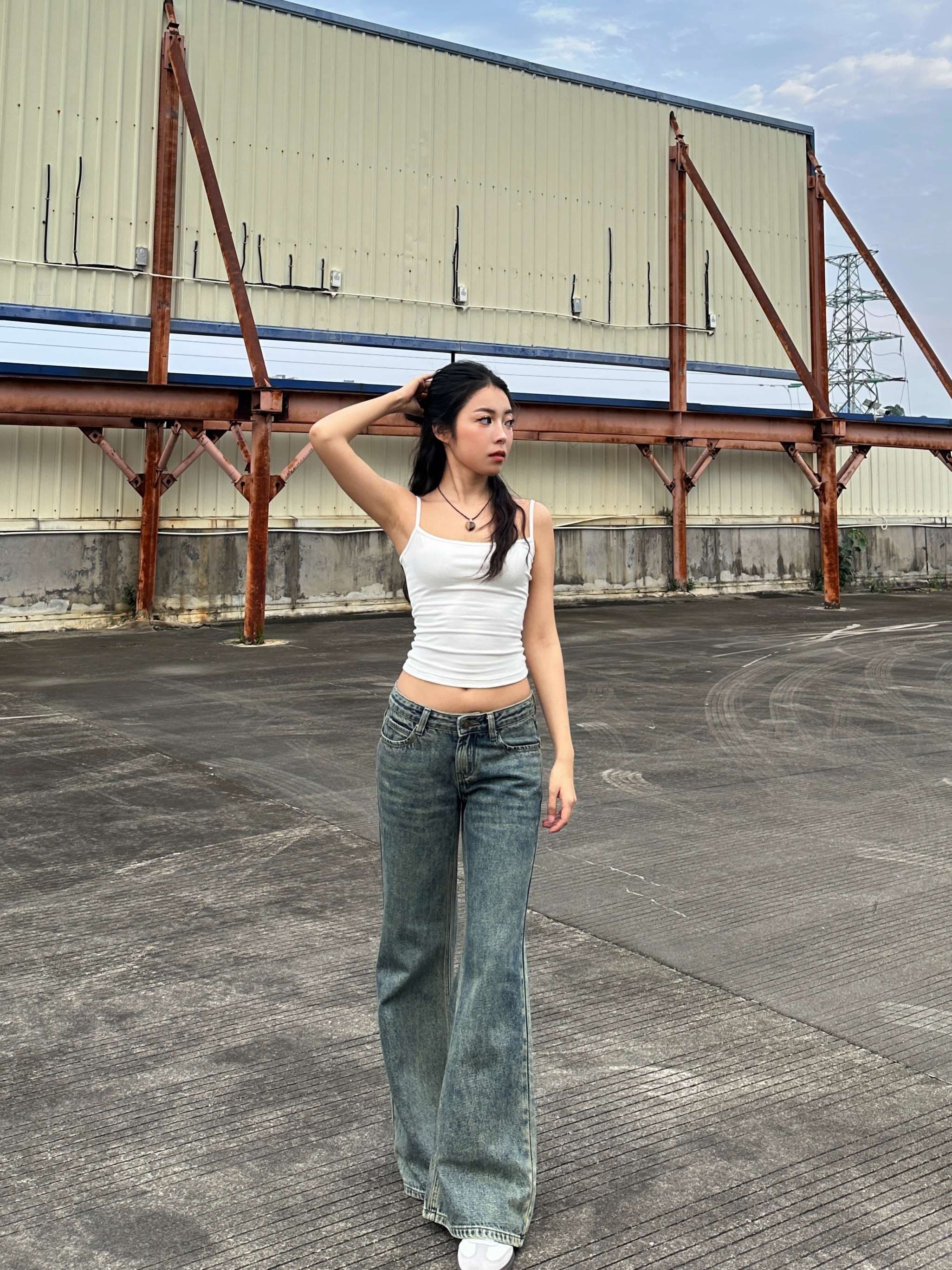 アメリカンスタイル ヴィンテージ風ワイドフレアデニム