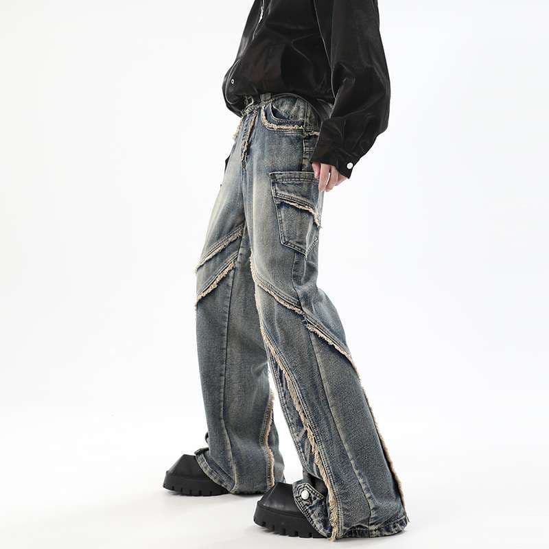 斬新デザイン ワイドフレアジーンズパンツ