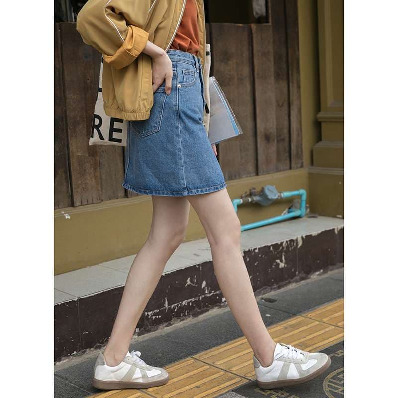 カジュアルスタイル　オールシーズン対応デニムミニスカート