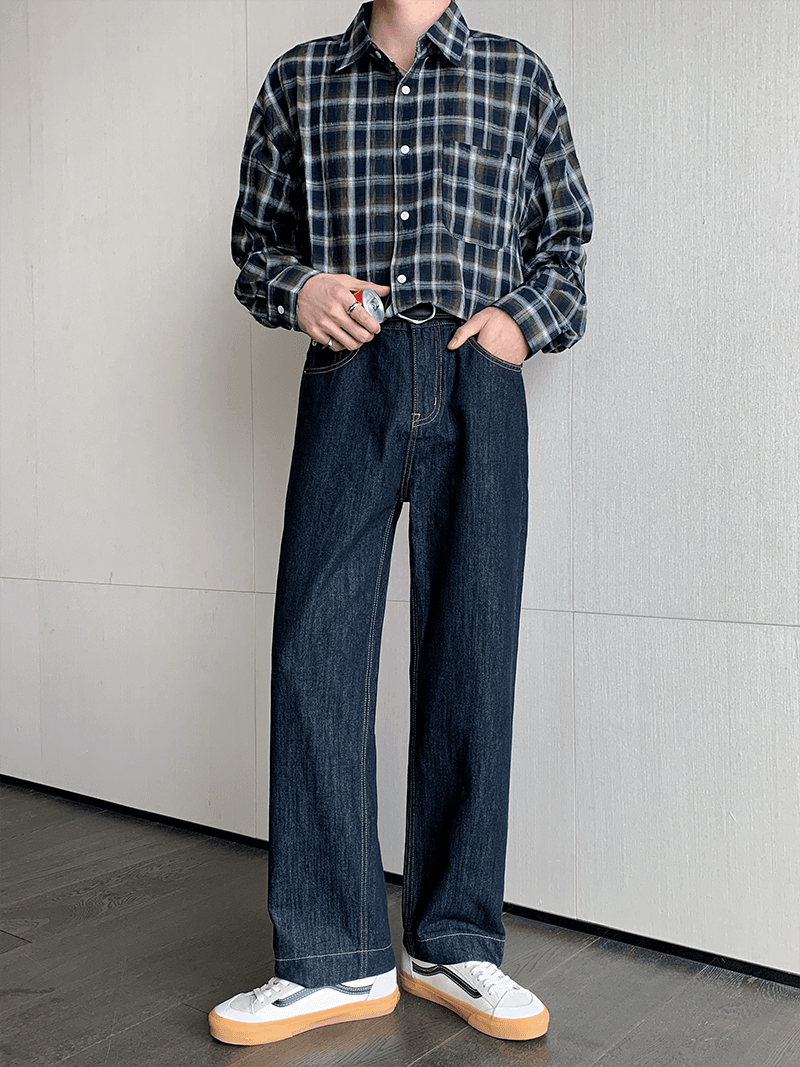 カジュアルスタイル リラックスワイドデニムパンツ