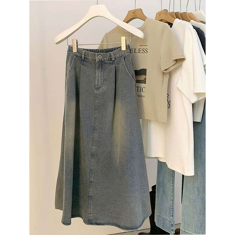 ロング丈デニムフレアスカート