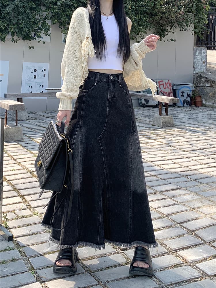デニムスカート マーメイドデニムロングスカート