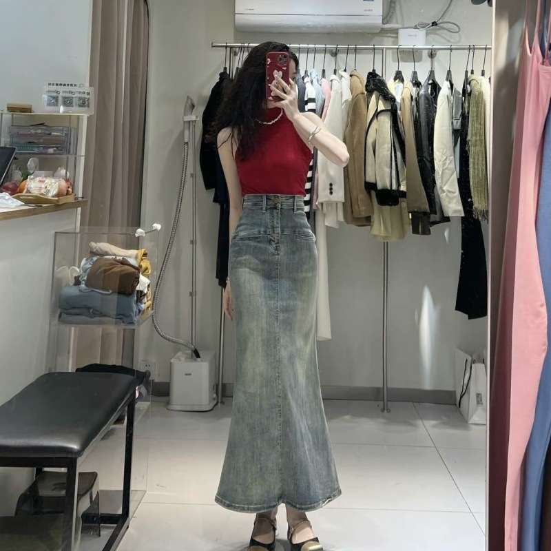 人魚姫シルエット ロング丈デニムスカート
