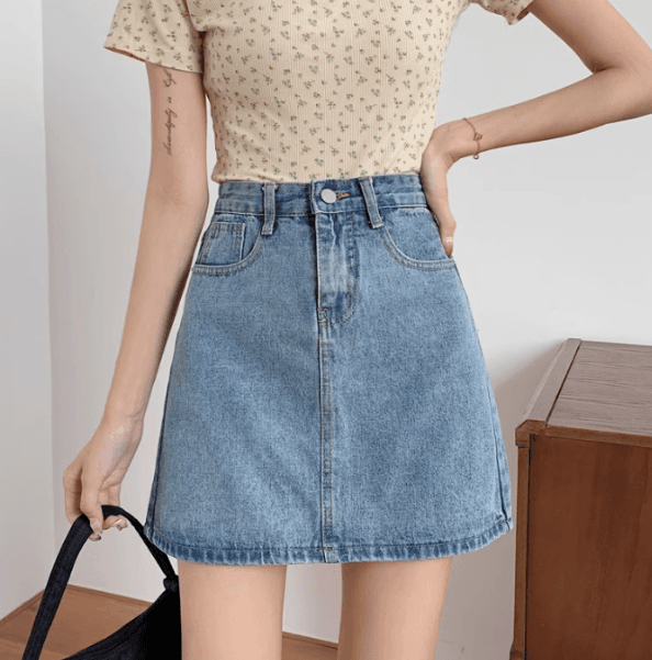シンプルAラインミニデニムスカート