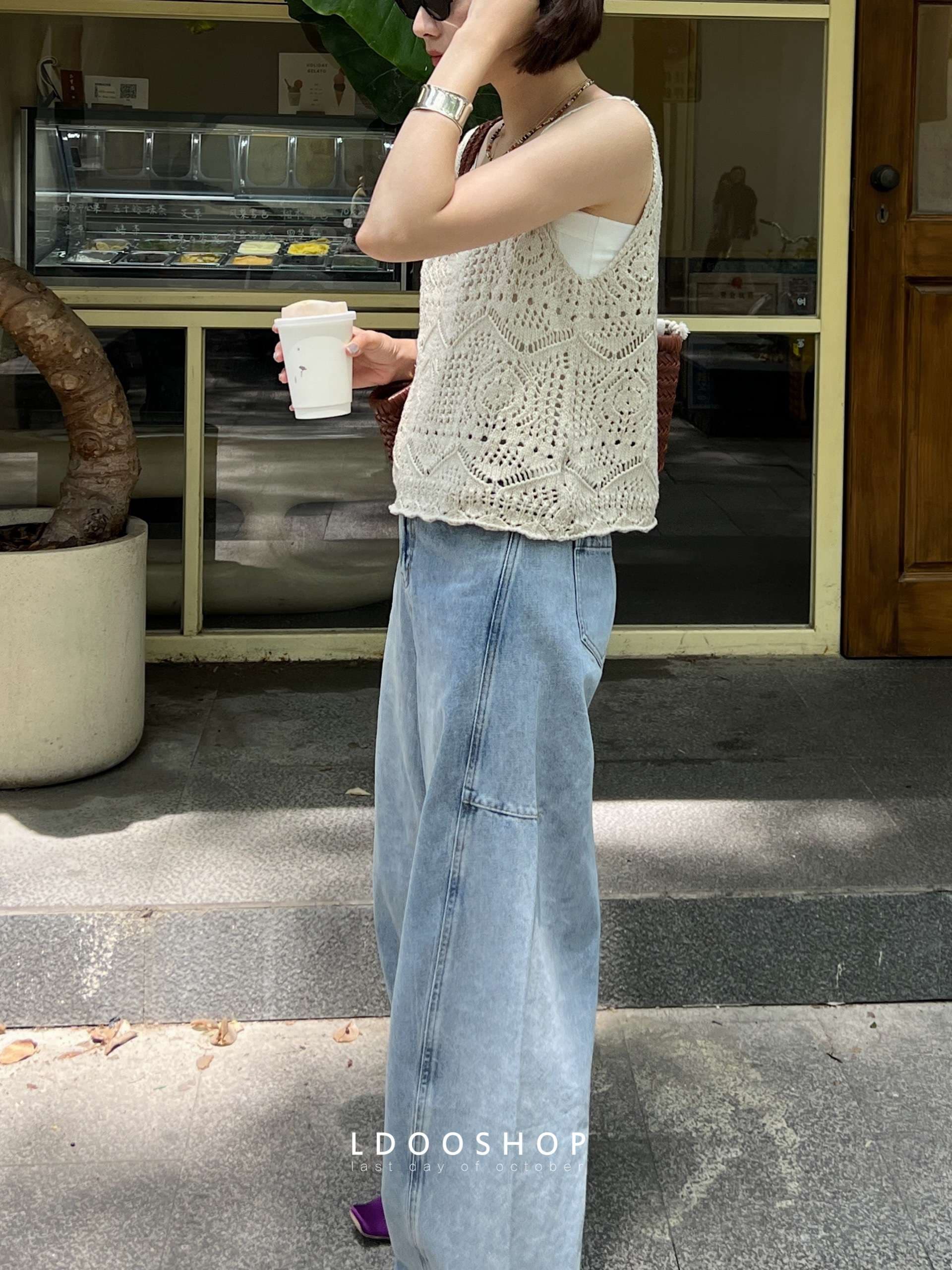 ストリートスタイル リラックスワイドデニムパンツ