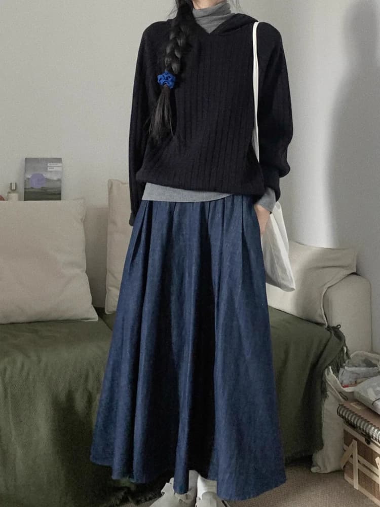 ロング丈フレアデニムスカート