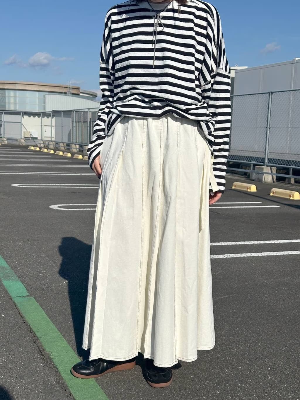 デニムスカート ゆったりシルエット 切り替えマキシスカート