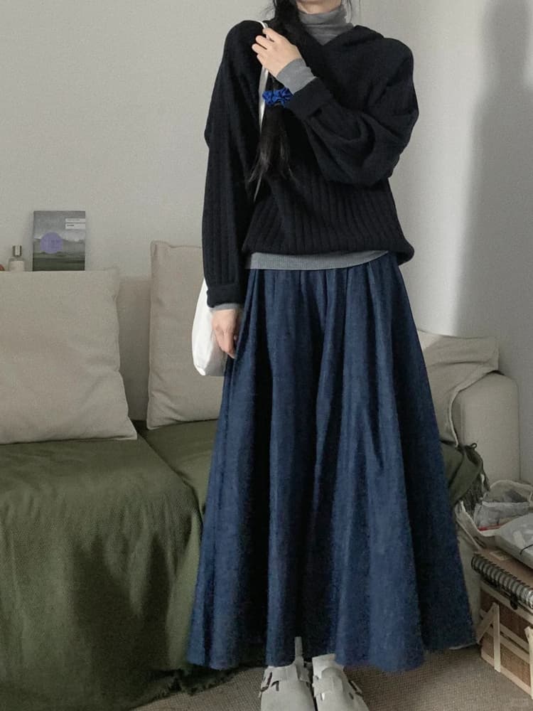 ロング丈フレアデニムスカート