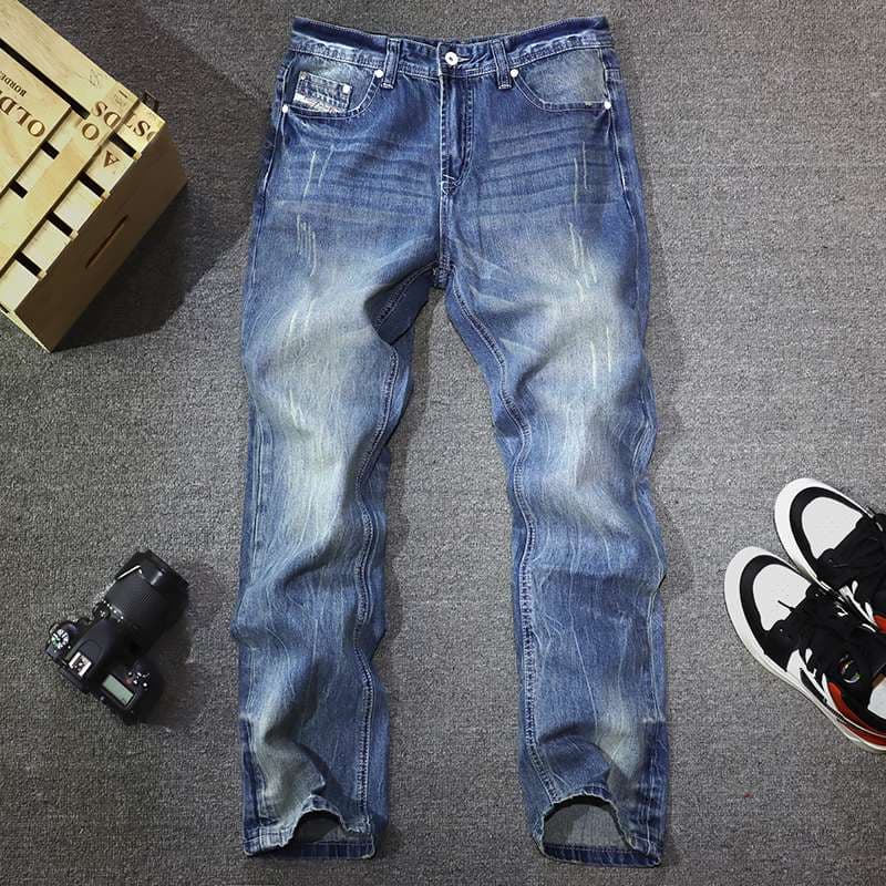 ストリート風ダメージ加工デニムパンツ